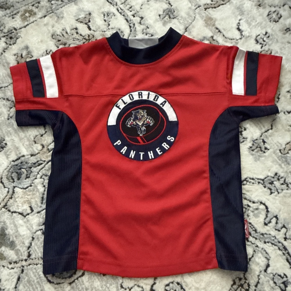Reebok Florida Panthers Vintage NHL Hockey Jersey Kids Size 4 Red Short Sleeve